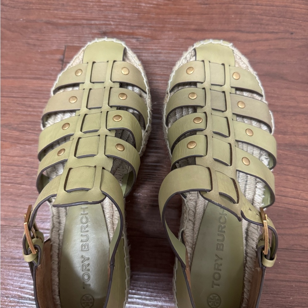 Tory Burch Sage Green Espadrille Sandals